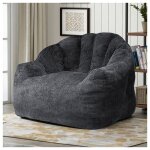 Pouf g�ant bean bag fauteuil rond 99cm ergonomique velours confort salon chambre lecture d�tente moderne ...