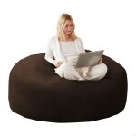 Pouf g�ant velours mousse xxl 4 pieds - fauteuil 120cm adulte - canap� paresseux marron - housse lavable ...