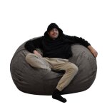 Pouf gant dhoussable microsude gris 140 cm - bananair