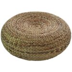 Pouf oriental en narcisse et rotin marron fine asianliving - d50 x h 18 cm