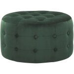 Pouf ottoman chesterfield rond vert fonc� - beliani - tampa - el�gance - chic - velours - 1 place - adulte ...