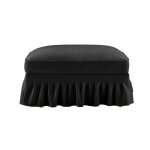 Pouf ottoman upholst�r� avec jupe volant�epieds en bois massif - salon&chambre - 90x56x49cm - noir