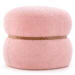 Tabouret de coiffeuse costway ovale en tissu de sherpa base stable et patins antid�rapants repose - pieds ...