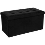 Pouf pliant double lysandre effet velours noir - atmosphera createur dinterieur Pouf pliant double lysandre effet velours noir - atmosphera createur dinterieur