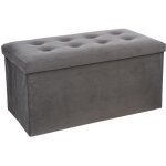 Pouf pliant double lysandre effet velours gris ardoise - atmosphera cr�ateur dint�rieur