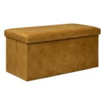 Pouf pliant double lilou en velours 76x38cm jaune ocre - atmosphera cr�ateur dint�rieur