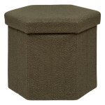 Pouf pliant jaiko en bouclette 40x38cm vert kaki - atmosphera createur dinterieur