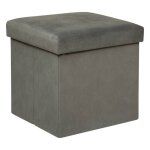 Pouf pliant lilou en velours 38x38cm gris - atmosphera cr�ateur dint�rieur