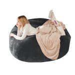 Pouf poire gris fonc� 130x120x60cm - canap� dappoint et fauteuil de lecture ultra confortable pour adulte ...