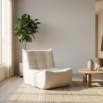 Pouf poire henille beige 77x96x71. 5cm canap� - lit 1 place mousse � m�moire fauteuil sol pour salon ...