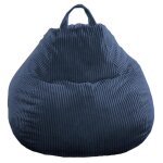 Pouf poire velours c�tel� d�houssable - 80x70 cm bananair bleu fonc�