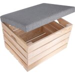 Pouf de rangement - creative deco - bois brut - 50 x 40 x 35 cm - intrieur