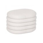 Pouf de rangement ovale en tissu bouclette coloris blanc - longueur 59 x profondeur 45 x hauteur 40 cm ...