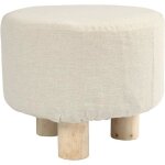 Pouf repose - pieds - 26 x 215 cm - rembourré - 3 pieds en bois clair - blanc Pouf repose - pieds - 26 x 215 cm - rembourré - 3 pieds en bois clair - blanc