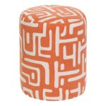 Pouf rond � motifs delor orange et beige d36cm - atmosphera cr�ateur dint�rieur