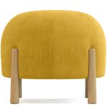 Pouf rond - merv - moutarde - velours c�tel� - pieds en bois naturel - 1 place