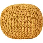 Pouf en tricot rond moutarde