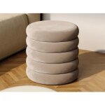 Pouf en velours taupe ecambi