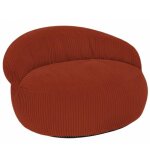 Pouf xxl d�houssable en velours c�tel� - 110 x 100 cm bananair rouge brique
