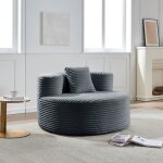 Pouffe fauteuil linhoo velours c�tel� nuage gris confortable pour adulte et ado