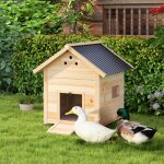 Poulailler en bois pour canards abri pour canards toit ouvrant double porte 78 x 90 x 92 cm effet bois ...
