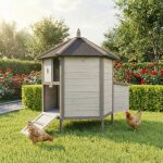 Poulailler bois pin miweba mh - 29 pour 4 poules ? pondoir int�gr� perchoir voli�re trappe hiver gris ...