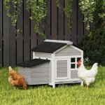 Poulailler en bois toit en asphalte et pondoir abri pour 4 poules avec fen�tre en acrylique 92 x 64 x ...