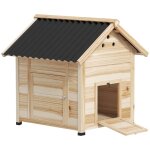 Poulailler pour canards - pawhut - toit ouvrant double porte et trous de ventilation - bois - 78x90x92cm ...