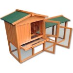 Wiltec clapier ? 1470 x 520 x 855 mm ? 2 �tages ? toit bitum� ? bois sapin ? avec rampe enclos et bac ...