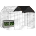 Promotion poulailler enclos � poules cage pour lapins argent 400x78x78 cm acier galvanis� 121941