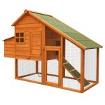 Wiltec poulailler avec nichoir et enclos ? 1720 x 660 x 1200 mm ? en bois sapin ? avec grillage et bac ...