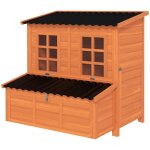 Poulailler avec nichoir - 4 - 6 poules - toit imperm�able - bois de sapin - plastique - 100x86x100 cm ...