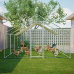 Poulailler voli�re professionnel m�tallique 3x6m renforc� avec toit et structure escalade - g�ant pour ...