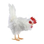Poule blanche plumes picota 28x14x37cm