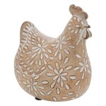 Poule d�co linda h. 20cm r�sine beige - atmosphera createur dinterieur