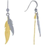 Les poulettes bijoux - boucles doreilles argent et argent dor deux plumes