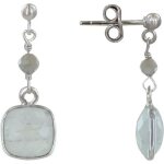 Les poulettes bijoux - boucles doreilles argent perle et pav� pierre de lune facett�