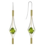 Les poulettes bijoux - boucles doreilles argent et plaqu� or lanterne et swarovski - grand mod�le - vert ...