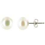 Les poulettes bijoux - boucles doreilles clou dargent 925 et perle de culture blanche 8 - 9 mm
