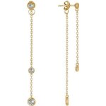 Les poulettes bijoux - boucles doreilles deux chainettes plaqu� or et strass