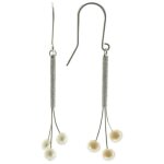 Les poulettes bijoux - boucles doreilles trois perles de culture blanches