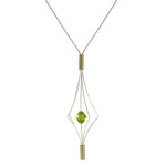 Les poulettes bijoux - collier argent et plaqu� or lanterne et swarovski - grand mod�le - vert