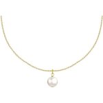 Les poulettes bijoux - collier plaqu or pendentif perle de culture - blanc
