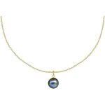 Les poulettes bijoux - collier plaqu or pendentif perle de culture - noir
