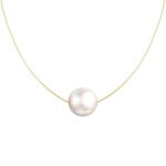 Les poulettes bijoux - collier plaqu or perle des poulettes solitaire 11 mm - blanc