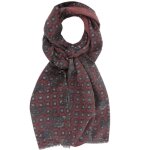 Les poulettes bijoux - echarpe 100% laine rouge motifs cachemire et carrs