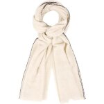 Les poulettes bijoux - echarpe cachemire et laine beige bordure bleu navy