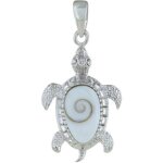 Les poulettes bijoux - pendentif argent tortue et oeil de sainte lucie Les poulettes bijoux - pendentif argent tortue et oeil de sainte lucie