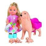 Poupe barbie fashionistas - simba - evy avec chiots - rose et marron - pour enfant fille de 3 ans et ...