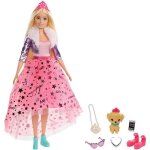 Poupe barbie princess adventure blonde avec jupe rose en tulle et figurine chiot